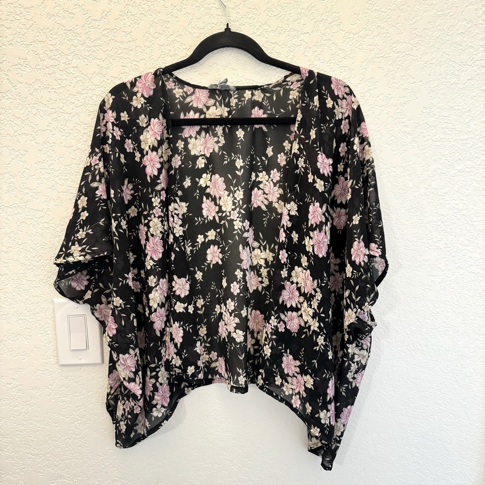 Sheer Oversized Floral Coverup